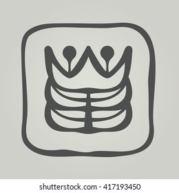 Vector symbol of flower silhouette. Modern floral icon in square frame