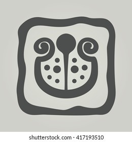 Vector symbol of flower silhouette. Modern floral icon in square frame