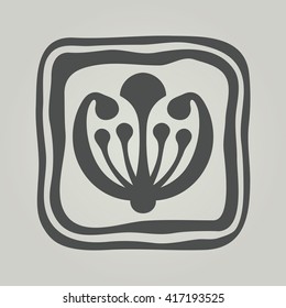 Vector symbol of flower silhouette. Modern floral icon in square frame