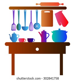 vector symbol fork food kitchen silhouette pans