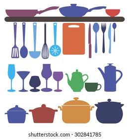 vector symbol fork food kitchen silhouette pans