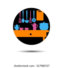 vector symbol fork food kitchen silhouette kettles
