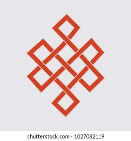Vector symbol: Glorious Eternal Knot or Endless Knot, element of Ashtamangala, sacred suite of Eight Auspicious Eternal or infinite Signs of Buddhism, as well as others ancient cultures.