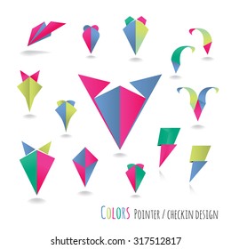 Vector symbol - graphic pointer or check-in icon design with colorful