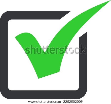 a vector symbol of a green checklist that is in a box