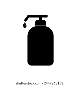 Vector symbol of hand sanitizer bottle icon with black and white color. Medical care pictogram