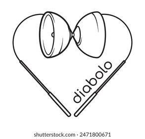 Vector symbol heart with juggling diabolo. Isolated on white background.