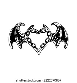 vector symbol heart with wings