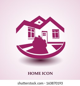 Vector symbol of home, house icon, realty silhouette, real estate 