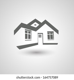 Vector symbol of home, house icon, realty silhouette, real estate