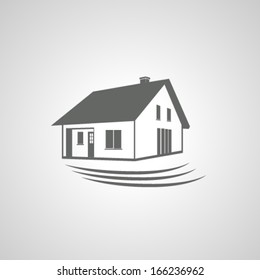 Vector symbol of home, house icon, realty silhouette, sign of real estate  
