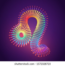 vector symbol horoscope lion made of glowing colorful dots
