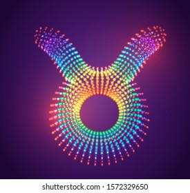 vector symbol horoscope taurus made of glowing colorful dots