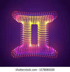 vector symbol horoscope twins made of glowing colorful dots