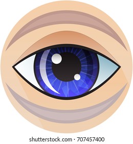Vector symbol of a human blue eye on a white background.