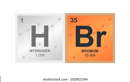 Vector symbol of hydrobromic acid or
hydrogen bromide which consists of hydrogen and bromine on the background from connected molecules