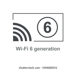 Símbolo vector o icono de la tecnología de conexión a Internet 6G. Conexión de red inalámbrica a Internet de 6ª generación.