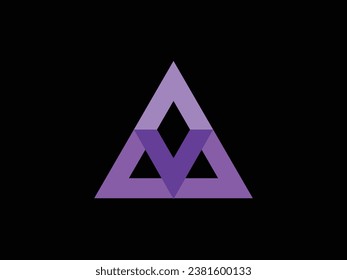 Vector symbol icon, abstract triangle logo, isolated by a diamond shape or triangle shape and the letter V, which is elegant but simple