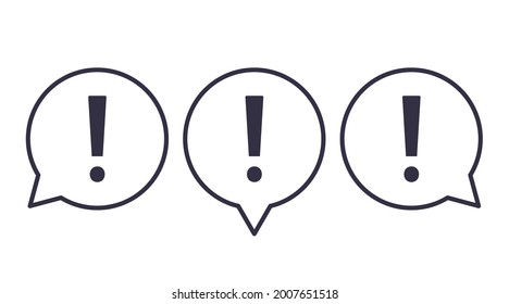 Vector symbol icon of attention, important and warning. Exclamation mark in the shape of a speech bubble