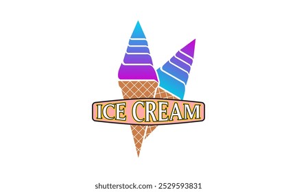 vector, symbol, icon, food, sweet, cone, summer, dessert, design,