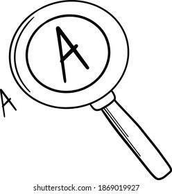 icono de símbolo vector con amplificador y letra ampliada para investigación y búsqueda