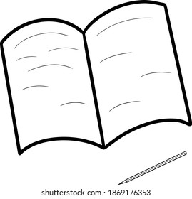icono de símbolo vectorial con enciclopedia de libretas abiertas y estudio de lectura de desarrollo de lápiz