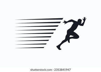 Vector symbol icon of person running fast black silhouette.