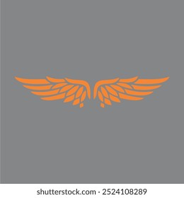 vector symbol, icon wings and eagle orange simple gray background