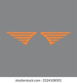 vector symbol, icon wings and eagle orange simple gray background