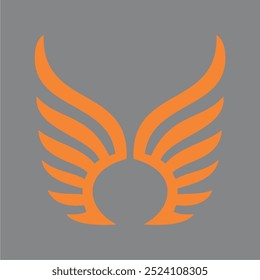 Símbolo del Vector, alas del icono y fondo gris simple anaranjado del águila