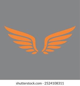 vector symbol, icon wings and eagle orange simple gray background