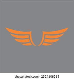 vector symbol, icon wings and eagle orange simple gray background