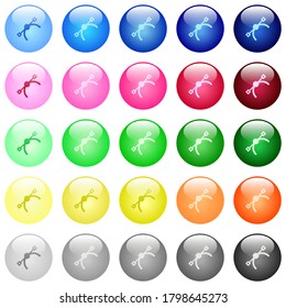 Vector symbol icons in set of 25 color glossy spherical buttons