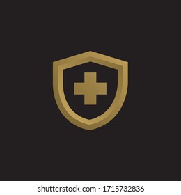 Vector symbol illustration of security shield and plus sign