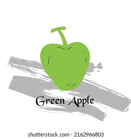Vektorsymbol mit dem Logo des grünen Apfelelements, das einfach, cool, kreativ, künstlerisch und elegant aussieht. Es ist als Symbol eines Erzeugnisses und auch für Äpfel verwandte Erzeugnisse geeignet.
