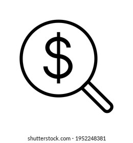símbolo vectorial imagen préstamo dinero buscador icono negro en blanco