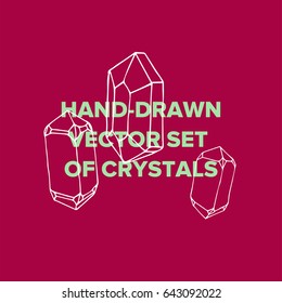 Vector symbol of ink crystal with geometrical linear flat diamond. Trendy icon terrarium.

