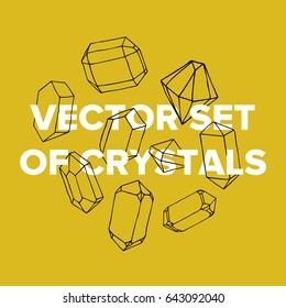 Vector symbol of ink crystal with geometrical linear flat diamond. Trendy icon terrarium.
