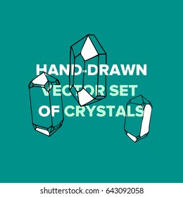 Vector symbol of ink crystal with geometrical linear flat diamond. Trendy icon terrarium.
