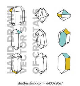 Vector symbol of ink crystal with geometrical linear flat diamond. Trendy icon terrarium.
