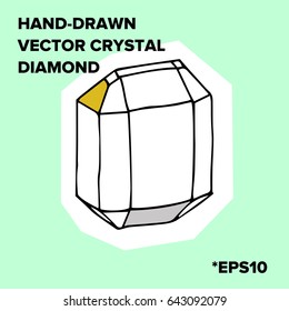 Vector symbol of ink crystal with geometrical linear flat diamond. Trendy icon terrarium.
