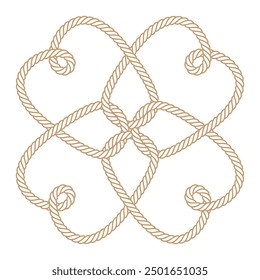 Vector symbol. Intertwined rope line cloverleaf. Isolated on white background
