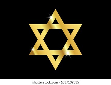 Vector symbol of Judaism religion, Gold Star of David