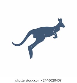 Vector symbol of jumping kangaroo isolated white background.