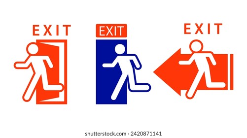 vector symbol of leaving the room. exit direction symbol for employees and the public. symbol of people leaving the room. symbols for signposts in work spaces and public places