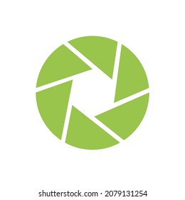 Vector symbol lens for focus. Camera shutter icon, lens diaphragm silhouette, photo optics lenses aperture.
