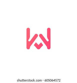 Vector symbol of the letter M and W. Minimalistic design logo monogram.