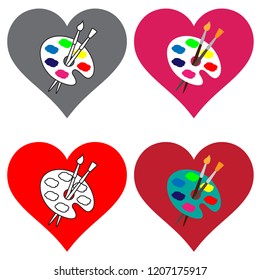 Vector. Symbol. I like to paint. Palette of colors.