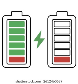 Vector symbol of low and full battery.
