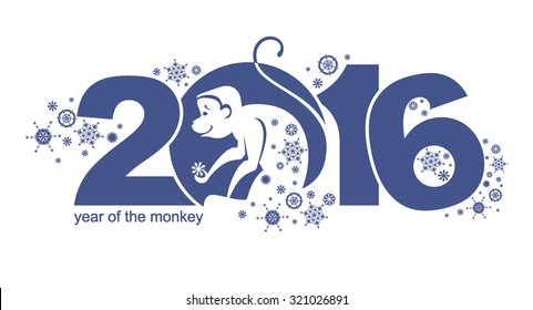 Vector symbol of monkey. 2016. New Year design.